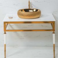 Консоль под раковину Boheme Armadi Art Vogue 100 890-G Золото Белая — фото 1, Мебель для ванной