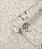 Обои Prima Italiana Colomba 80604 Винил на флизелине (1,06*10) Бежевый/Зеленый/Розовый, Вензель/Цветы — фото 3, Обои для стен