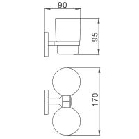 Стакан для зубных щеток Haiba HB8608 двойной Хром — фото 2, Мыльницы
