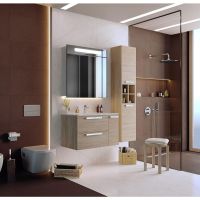 Шкаф пенал Roca Lago 35 857297444 подвесной Светлый дуб — фото 2, Пеналы для ванной комнаты