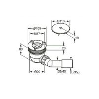 Сифон для душевого поддона Kludi Tasso 2109805-00 Хром — фото 2, Сифоны для поддонов
