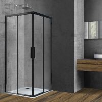 Душевой уголок Vincea Soft 90x90 VSS-3SO900CLB профиль Черный стекло прозрачное — фото 1, Квадратные душевые уголки