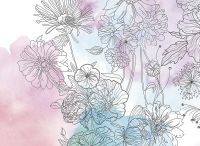 Фреска Ortograf Цветы 33410 Фактура бархат FX Флизелин (3,7*2,7) Бирюзовый/Розовый, Цветы — фото 2, Фрески