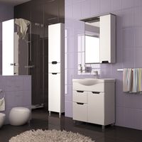 Зеркало со шкафом Mixline Прометей 65 R 524714 с подсветкой Белое — фото 2, Мебель для ванной