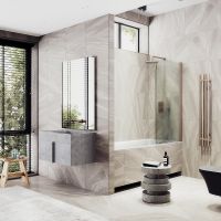 Товар: Шторка на ванну Maybah Glass MGV-605-2 400x1400 поворотная на монопетле Бронза стекло сатиновое - фото 2 Шторка на ванну Maybah Glass MGV-605-2 400x1400 поворотная на монопетле Бронза стекло сатиновое — фото 2, Неподвижные шторки для ванной