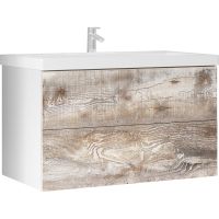 Тумба под раковину Marka One Mix 80П Push Бетон — фото 1, Тумбы под раковину