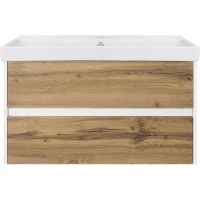 Тумба с раковиной Misty Адриана 90 УТ000010217 подвесная Дуб Вотан Белый — фото 1, Тумбы с раковиной