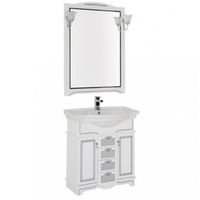 Тумба под раковину Aquanet Луис Shenxin 80 Белый глянец/патина серебро арт-186179 — фото 2, Тумбы под раковину