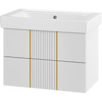 Тумба с раковиной Brevita Vega 80 УТ000022670 подвесная Белая матовая Золото — фото 1, Мебель для ванной