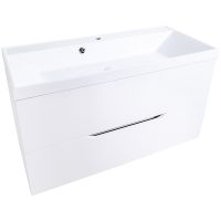 Тумба с раковиной Orange Line 100 Li-100Tuw+RA100 подвесная Белая матовая — фото 8, Тумбы с раковиной