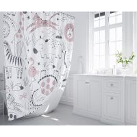 Шторка для ванны Fixsen Design Africa FX-2510 180х200 Белая с животными — фото 2, Аксессуары для туалета