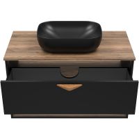 Тумба под раковину Brevita Bergen 90 BER-07090-19-02-1Я подвесная Черная матовая Дуб Галифакс олово — фото 4, Мебель для ванной