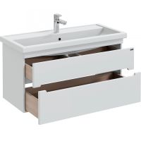 Тумба под раковину СанТа Лондон 100 224040 подвесная Белая — фото 2, Тумбы под раковину