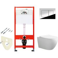 Комплект унитаза Ceruttispa Orlter Aria Tornado CT9955 с инсталляцией Tece Profil 9400412 с сиденьем Микролифт и клавишей смыва Хром глянцевый — фото 1, Комплекты унитаз + инсталляция