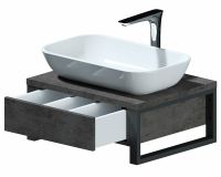 Тумба под раковину 1MarKa Grunge Loft 60П Ц0000001581 подвесная Бетон темно-серый — фото 2, Тумбы под раковину