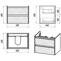 Тумба с раковиной Brevita Chester 65 УТ000022880 подвесная Серая матовая Дуб Чарльстон темно-коричневый — фото 6, Мебель для ванной