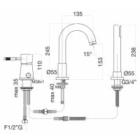 Смеситель на борт ванны Webert Rimini RI850701010 Золото — фото 2, Смесители