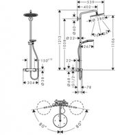 Душевая система Hansgrohe Croma Select S 26890990 с термостатом Полированное золото — фото 3, Душевые стойки
