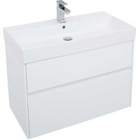 Тумба с раковиной Aquanet Бруклин 85 212598 подвесная Белая — фото 4, Тумбы с раковиной