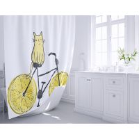 Шторка для ванны Fixsen Design Cat FX-2515 180х200 Белая Желтая — фото 2, Аксессуары для туалета