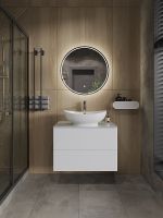 Товар: Тумба с раковиной Orange Otto 75 Ot-75TuGLASS+G56 подвесная Белая - фото 4 Тумба с раковиной Orange Otto 75 Ot-75TuGLASS+G56 подвесная Белая — фото 4, Тумбы с раковиной