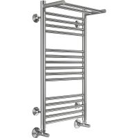 Водяной полотенцесушитель Terminus Аврора П16 400x800 4670078529411 с полкой Хром, нижнее подключение, G 1/2" ВР, с угловым соединением — фото 1, Водяные полотенцесушители