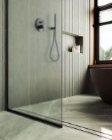 Душевая перегородка Maybah Glass MGD-706-6у 690x1950 в узком профиле Черный стекло сатиновое — фото 5, Душевые перегородки