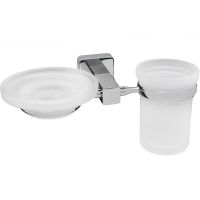 Стакан для зубных щеток с мыльницей WasserKRAFT Lippe K-6526 Хром — фото 1, Мыльницы