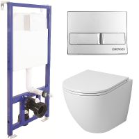 Комплект унитаза Grossman GR-4455S с инсталляцией Berges Novum L3 040213 с сиденьем Микролифт и клавишей смыва Хром — фото 1, Комплекты унитаз + инсталляция