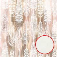 Фреска Ortograf Levity 33374 Фактура флок FLK Флизелин (2,7*2,7) Коричневый/Белый, Перья — фото 1, Фрески