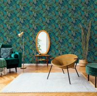 Обои Lutece Les Essentiels 51210111 Винил на флизелине (0,53*10,05) Фиолетовый/Серый/Оранжевый, Листья — фото 2, Обои для стен