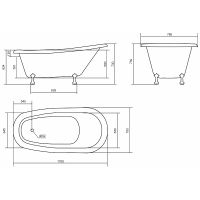 Ванна из искусственного камня Aqua de Marco Edelweis 170х78 1170WBEDE без гидромассажа — фото 3, Ванны из искусственного камня