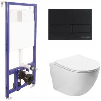 Комплект унитаза SantiLine SL-5005 с инсталляцией Berges Novum L5 040215 с сиденьем Микролифт и Черной матовой клавишей смыва — фото 1, Комплекты унитаз + инсталляция