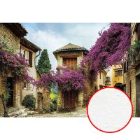 Фреска Ortograf Городской пейзаж 4589 Фактура бархат FX Флизелин (4*2,7) Бежевый/Розовый/Голубой, Город/Цветы — фото 1, Фрески