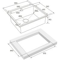 Кухонная мойка Paulmark Kroner-Edge 59 PM775951-BG Брашированное золото — фото 2, Кухонные мойки