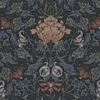 Обои LOYMINA British Style Garden BRIT11 005/1 Винил на флизелине (1*10,05) Серый/Синий, Листья — фото 1, Обои для стен