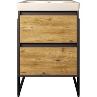 Тумба с раковиной STWORKI Кронборг 55 477704 Светлое дерево Серая — фото 1, Тумбы с раковиной