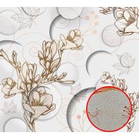 Фреска Ortograf 3D 30738 Фактура бархат золото FX-G Флизелин (3*2,7) Белый/Бежевый, Цветы/Абстракция — фото 1, Фрески