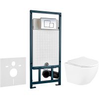 Комплект унитаза BelBagno Uno BB3105CHR/SC с сиденьем Микролифт и инсталляцией WeltWasser WW Marberg 507 10000005949+10000005953 с клавишей смыва Хром глянцевый — фото 1, Комплекты унитаз + инсталляция