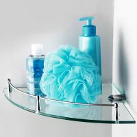 Стеклянная полка WasserKRAFT K-544 угловая Хром — фото 2, Полки для ванной и душа