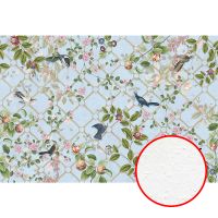 Фреска Ortograf Aurora 34126 Фактура бархат FX Флизелин (4*2,7) Голубой/Разноцветный, Цветы/Птицы — фото 1, Фрески