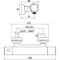 Смеситель для душа Ravak 10° Free X070154 с термостатом Черный матовый — фото 3, Смеситель для душа