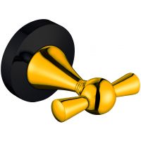 Двойной крючок CeramaLux Luxury 57501 Черный Золото — фото 1, Крючки для полотенец