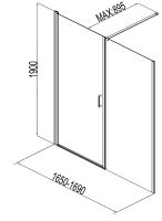 Душевая дверь Aquanet Cinetic AE12-N-90H190U-CT + AE12-F-80H190U-CT 170 254241 профиль Хром стекло прозрачное — фото 3, Распашные душевые двери