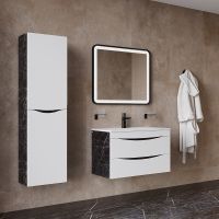 Товар: Шкаф пенал Iddis Cloud 40 CLO40B0i97 подвесной Белый матовый Черный мрамор - фото 6 Шкаф пенал Iddis Cloud 40 CLO40B0i97 подвесной Белый матовый Черный мрамор — фото 6, Пеналы для ванной комнаты