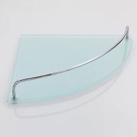 Стеклянная полка Haiba HB1907-2 угловая Хром — фото 2, Полки для ванной и душа