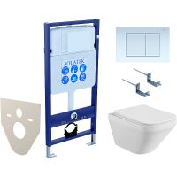 Комплект унитаза с инсталляцией Aquatek Set Aquatek Лира-009 4в1 с сиденьем Микролифт и Белой клавишей смыва — фото 1, Комплекты унитаз + инсталляция