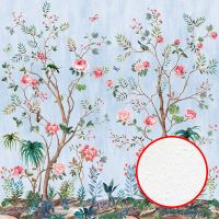 Фреска Ortograf Flora 31151 Фактура бархат FX Флизелин (2,7*2,7) Голубой/Разноцветный, Цветы/Деревья/Птицы — фото 1, Фрески