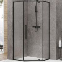 Душевой уголок Black&White Stellar Wind S875 90х90 8759090 профиль Черный стекло прозрачное — фото 1, Душевые уголки