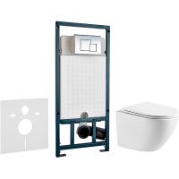 Комплект унитаза WellWant Aura WWU01121WK с сиденьем Микролифт и инсталляцией WeltWasser WW Marberg 507 10000005949+10000005953 с клавишей смыва Хром глянцевый — фото 1, Комплекты унитаз + инсталляция